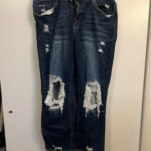 Ripped Dark Blue Boyfriend Jeans